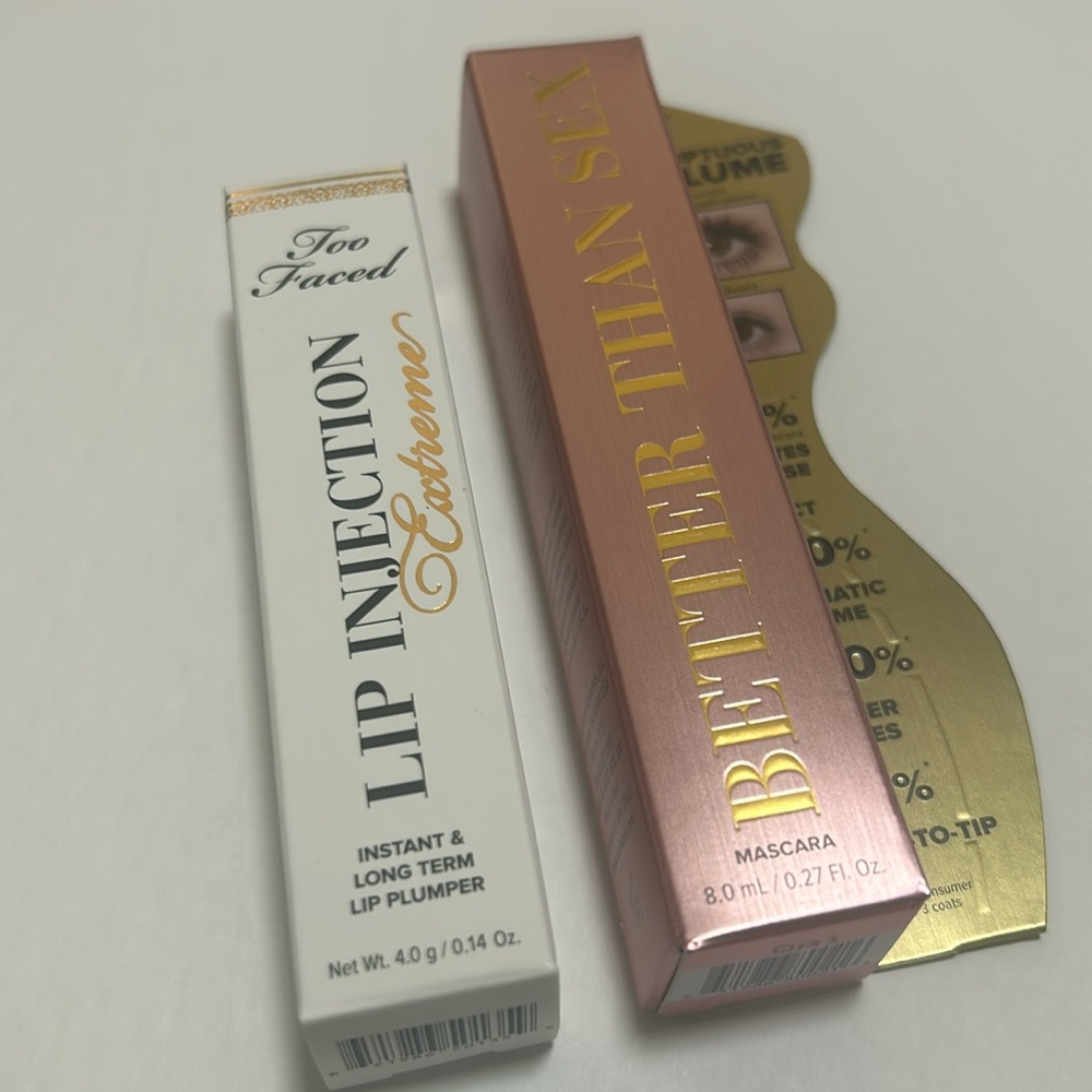 Too Faced Better than Sex Mascara & Lip Injection Extreme BNIB